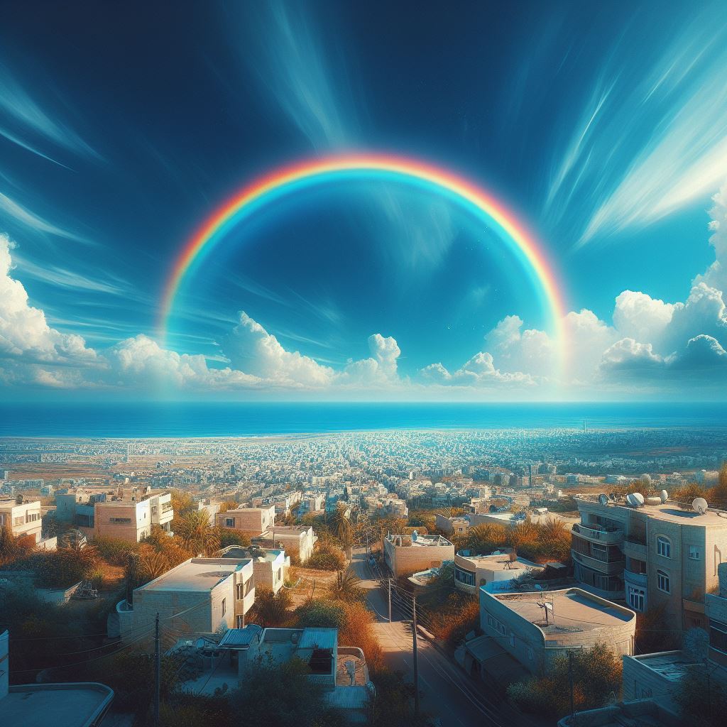 青空と虹のフリー画像